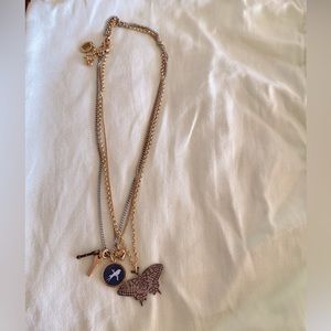 Juicy Couture layered necklace with bird butterfly pendants